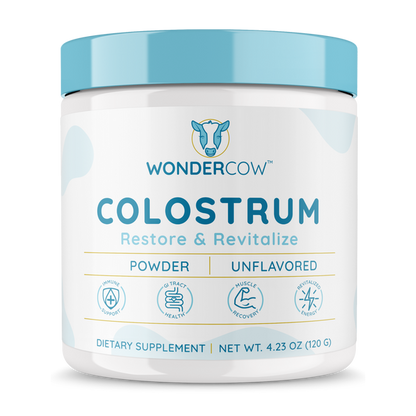 WONDERCOW Colostrum Supplement Powder for Gut Health, Immune Support, Muscle Recovery & Wellness | Natural IgG Pure Whole Bovine Colostrum Superfood, Unflavored, 60 Servings